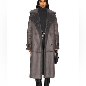 Steve Madden Eiffel Vegan Suede Faux Fur Coat